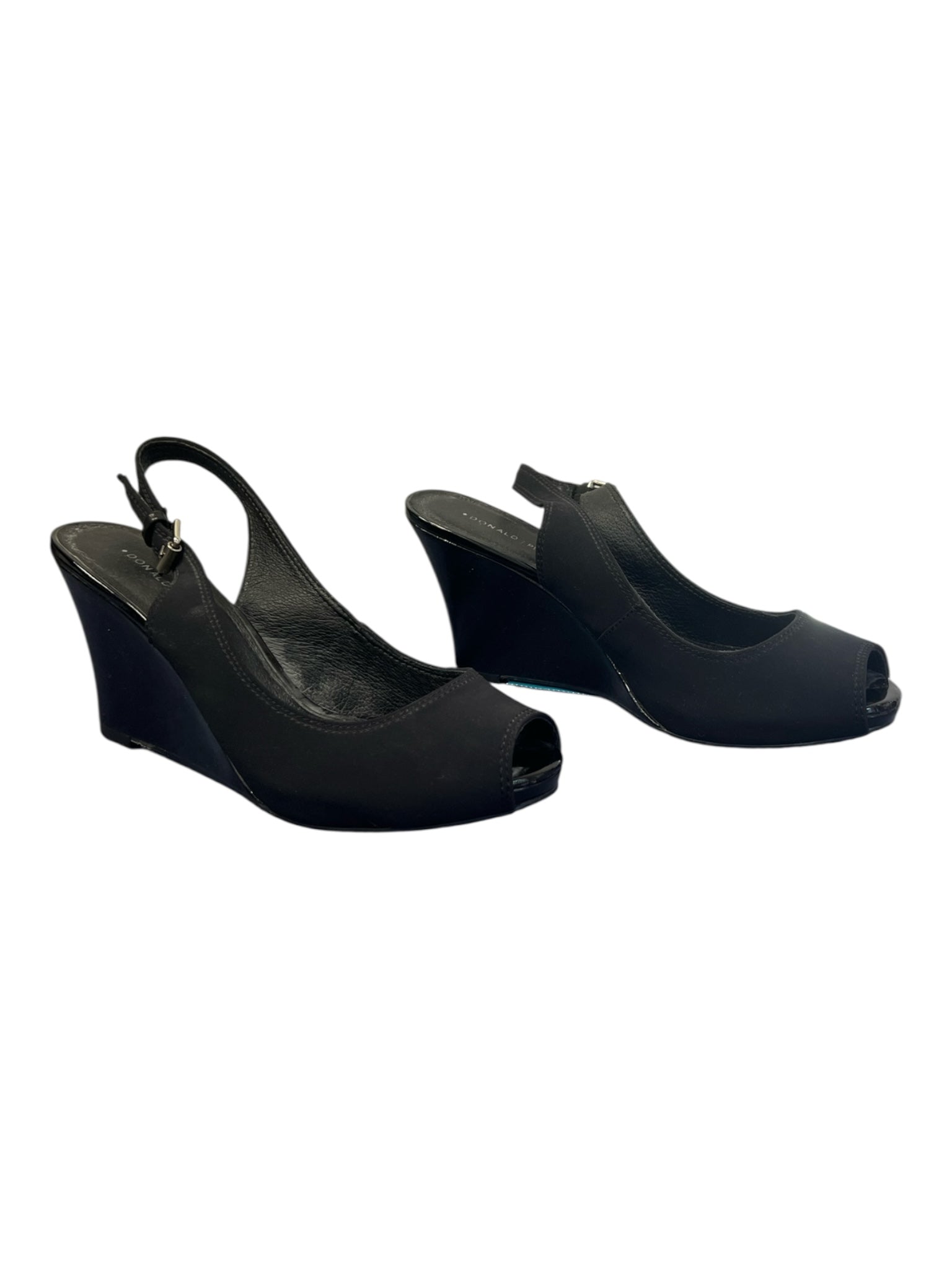 Donald J Pliner Shoe Size 9.5 Black Manmade Material Peep Toe Slingback Shoes