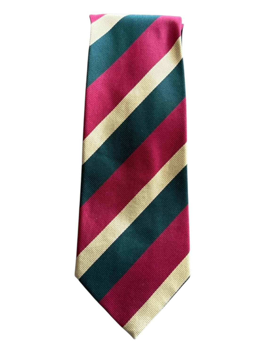 Ben Silver Green & Red Silk Striped Men's Ties