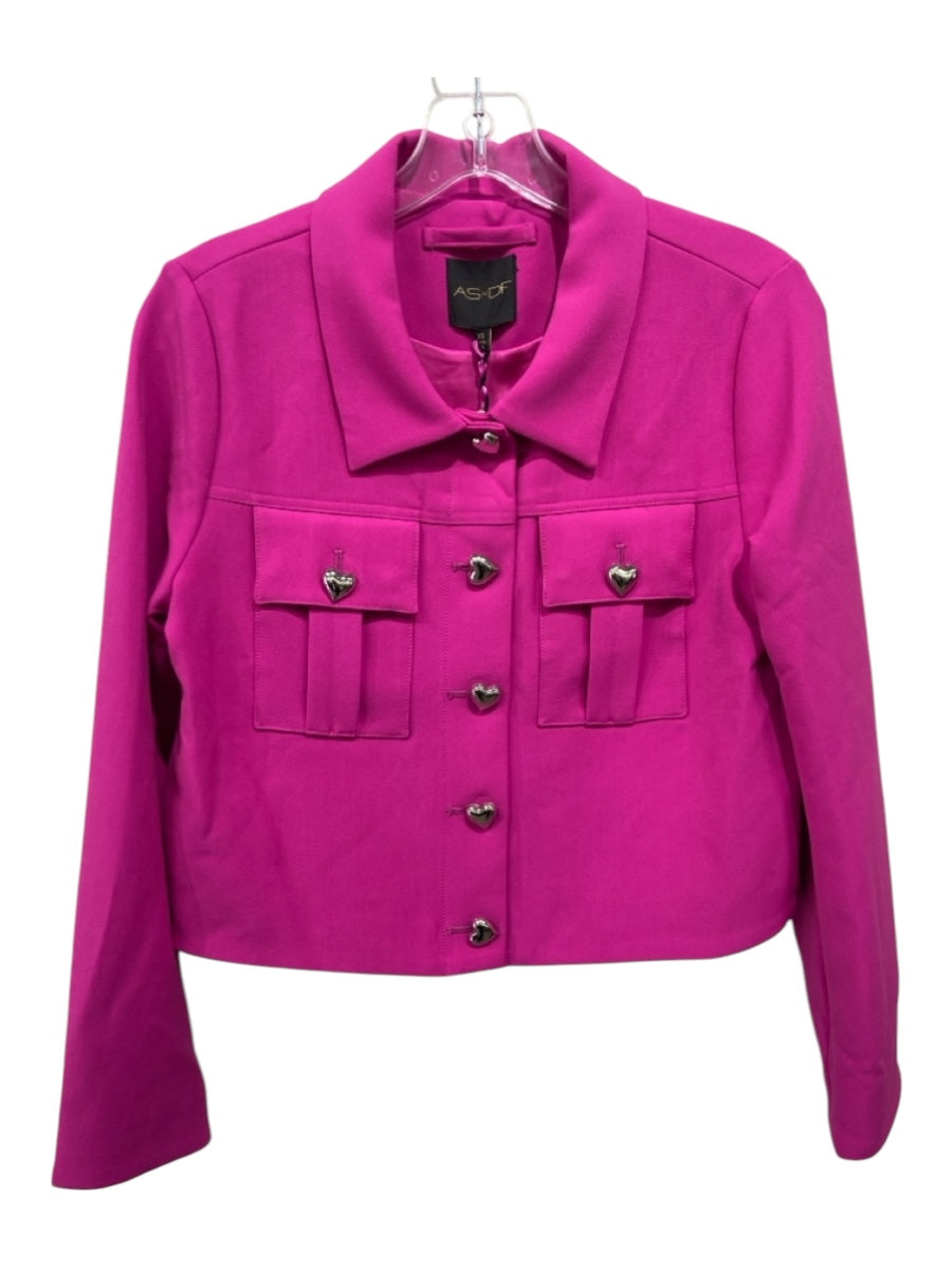 AS by DF Size XS Magenta Pink Polyester Crop Button Collar Long Sleeve Jacket