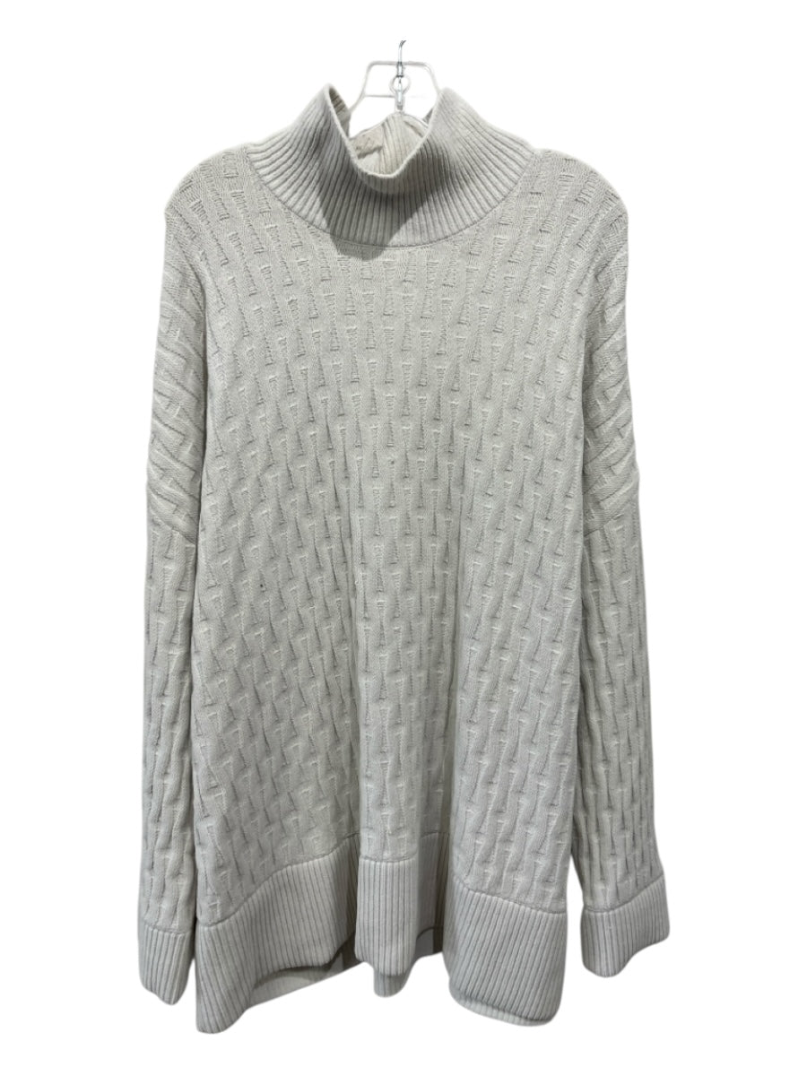 Alo Size Large Cream Nylon Blend Long Sleeve Cable Knit Turtleneck Sweater
