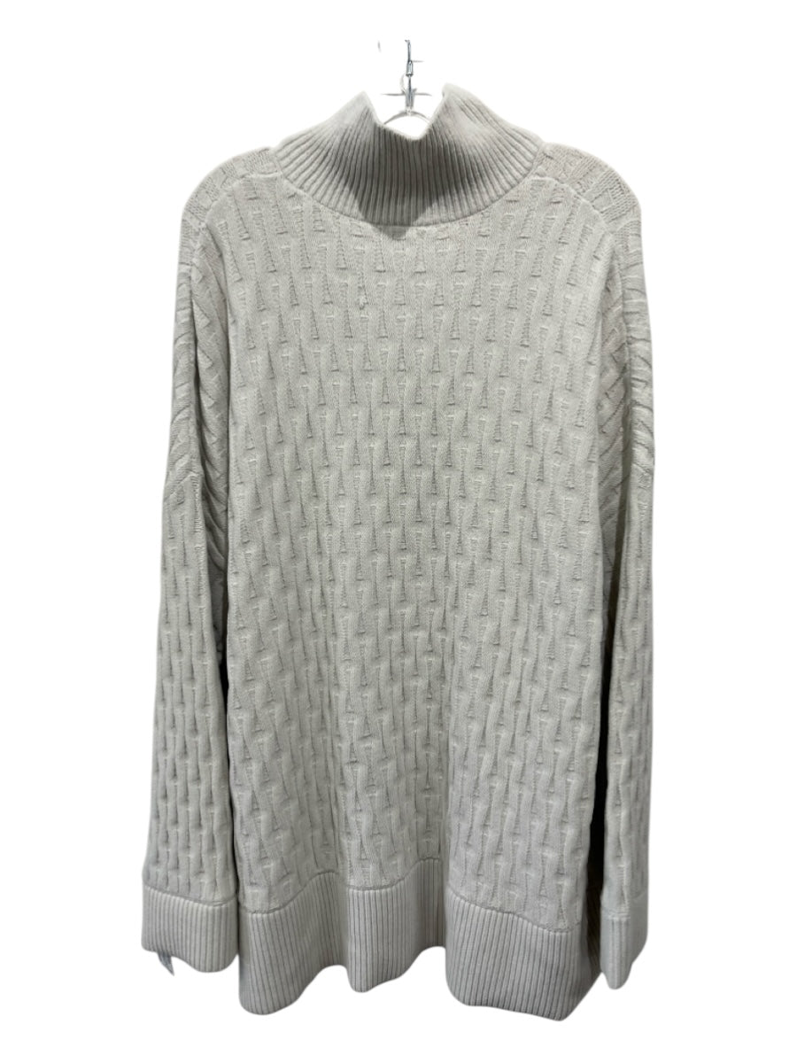 Alo Size Large Cream Nylon Blend Long Sleeve Cable Knit Turtleneck Sweater