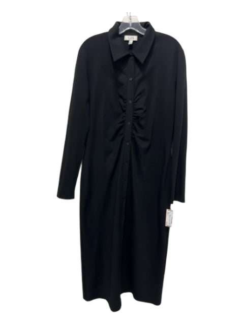 COS Size L Black Button Up Long Sleeve Collar Dress