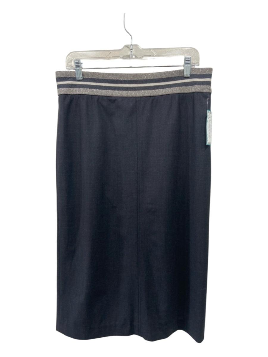Brunello Cucinelli Size 10 Charcoal Gray Virgin Wool & Polyamide Shimmer Skirt