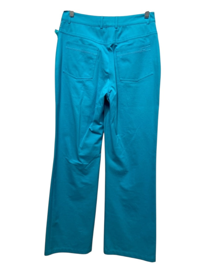St John Sport Size 6 Turquiose Cotton Blend Zip & Button Mid Rise Pockets Pants