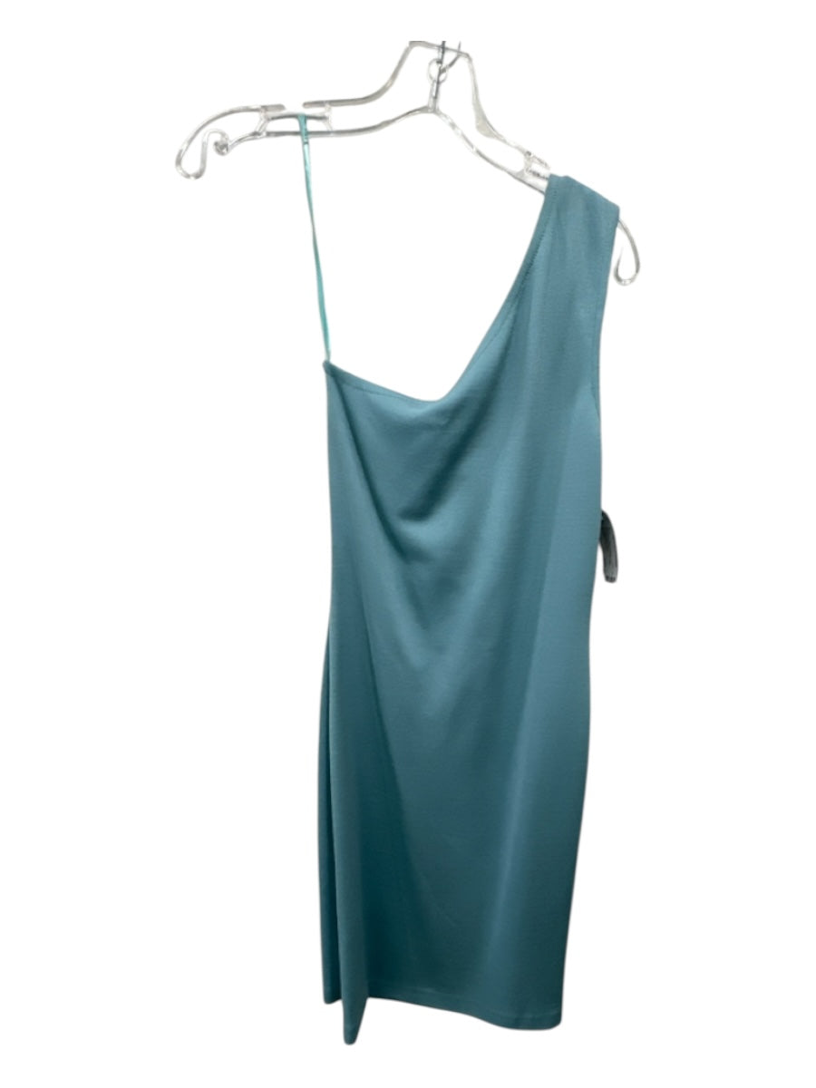 St. John Size 4 Aqua Wool & Rayon One Shoulder Side Zip Knit Dress