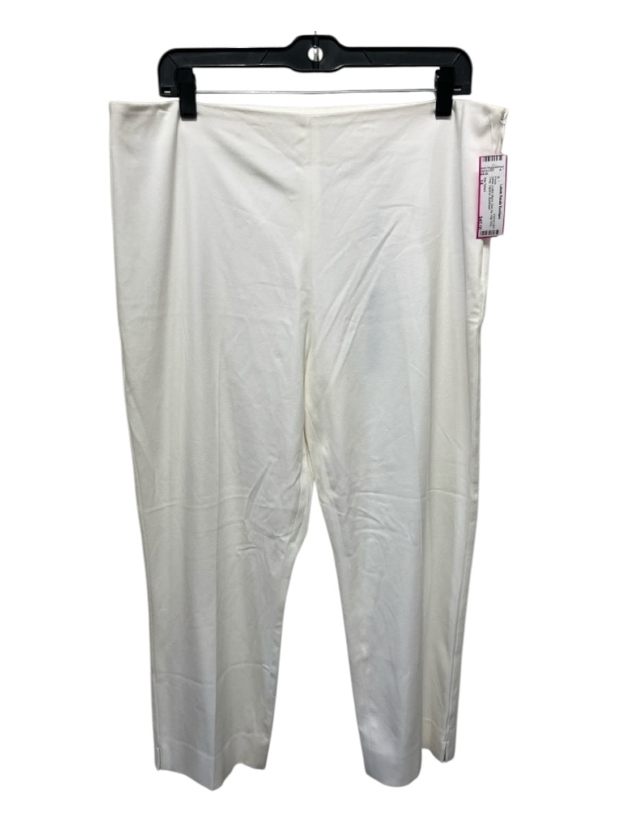 Elie Tahari Size 14 White Cotton Blend Side Zip High Rise Crop Tapered Pants