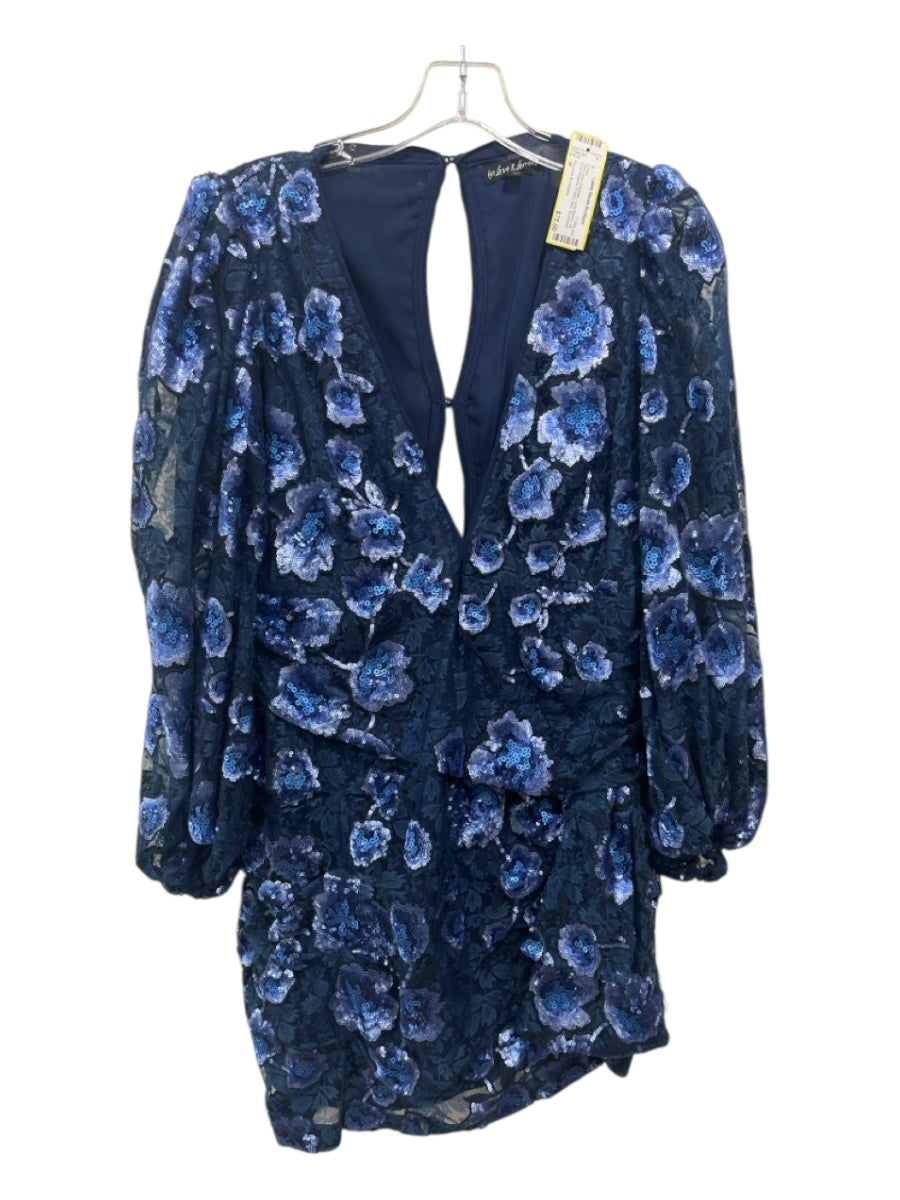 For Love & Lemons Size M Navy Blue Polyester Long Sleeve All Over Sequins Dress