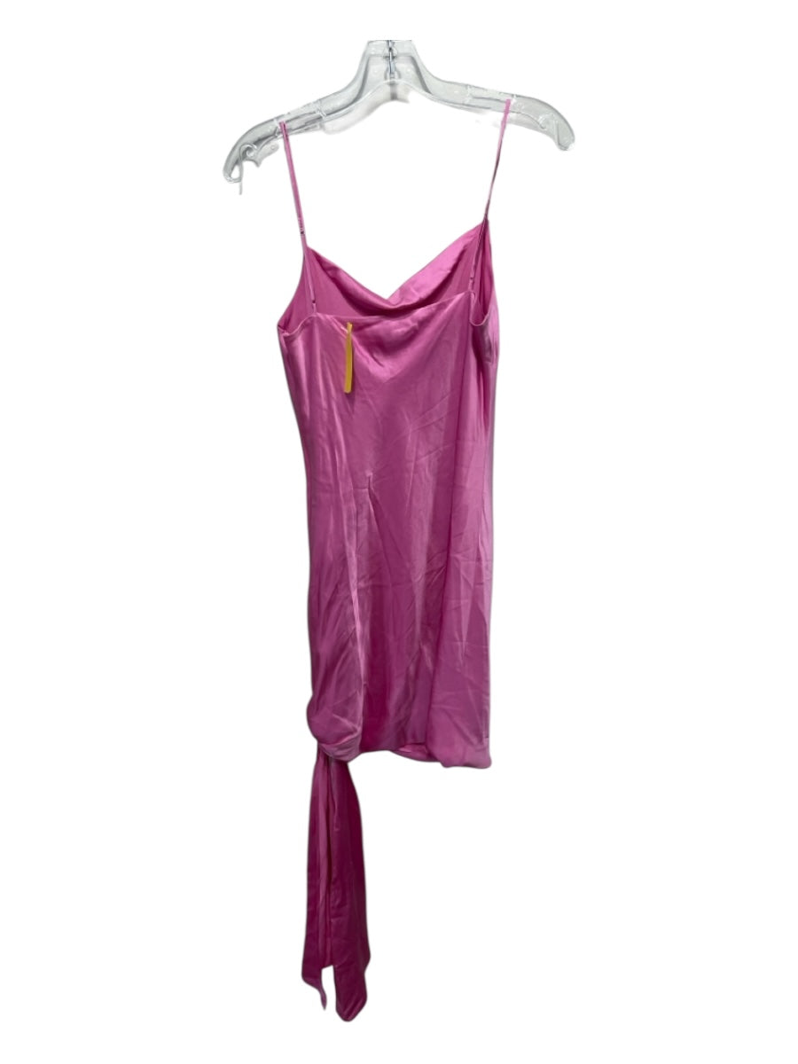 5a7 Cinq a Sept Size 4 Pink Silk Ruched Spaghetti Strap Hem Knot Slip Dress