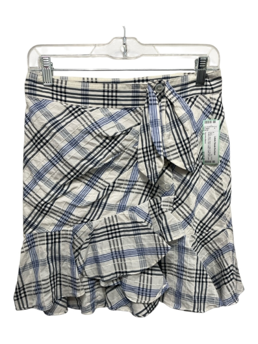 Veronica Beard Size 2 White, Blue, Black Cotton & Viscose Button Front Skirt