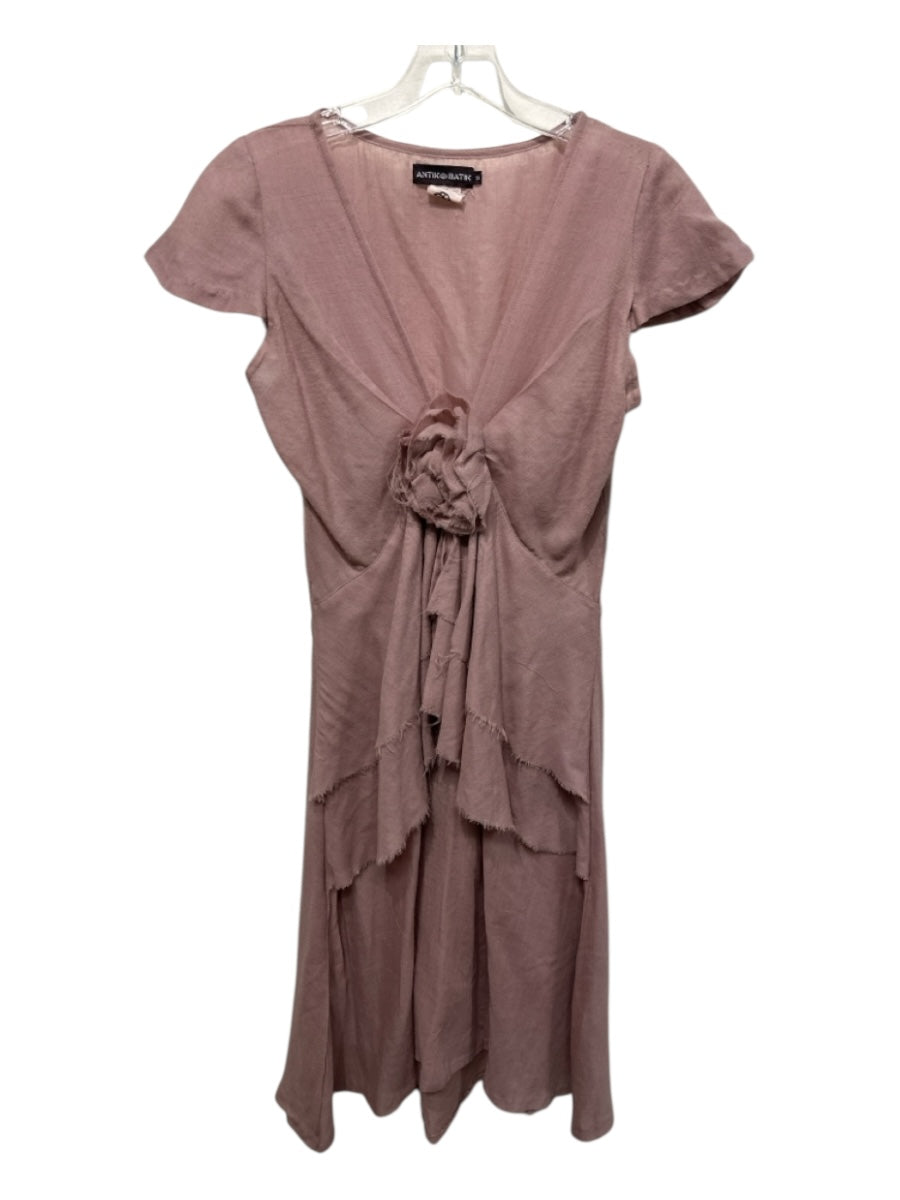 Antik Batik Size S Purple Wool Tiered Details Cap Sleeve Rose Dress