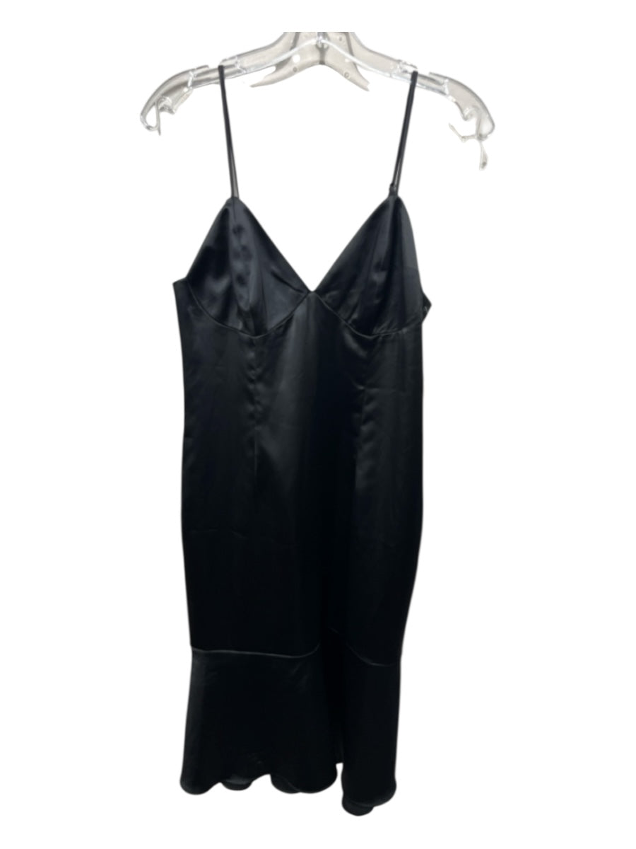 Bardot Size M Black Polyester Blend Satin V Neck Sheath Above Knee Dress