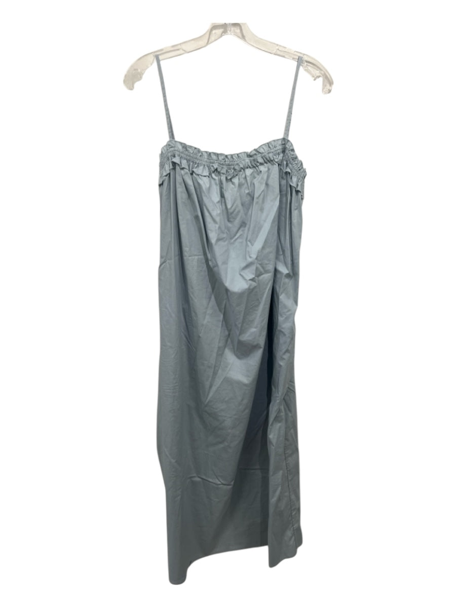 Bird & Knoll Size M Steel Blue No Fabric Tag Spaghetti Strap Ruffle Accent Dress