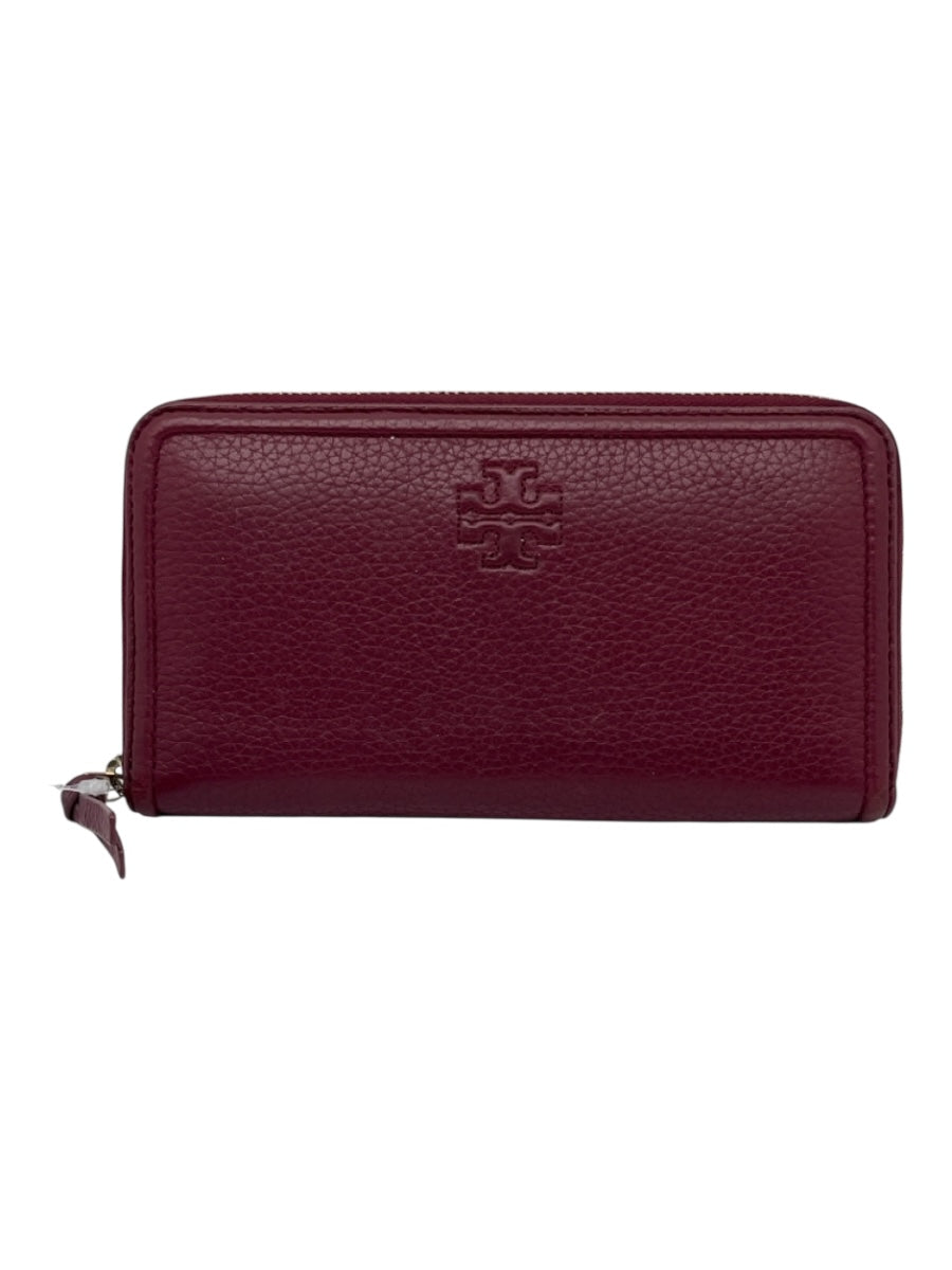 Tory Burch Burgundy Leather Zip Close Logo Wallets