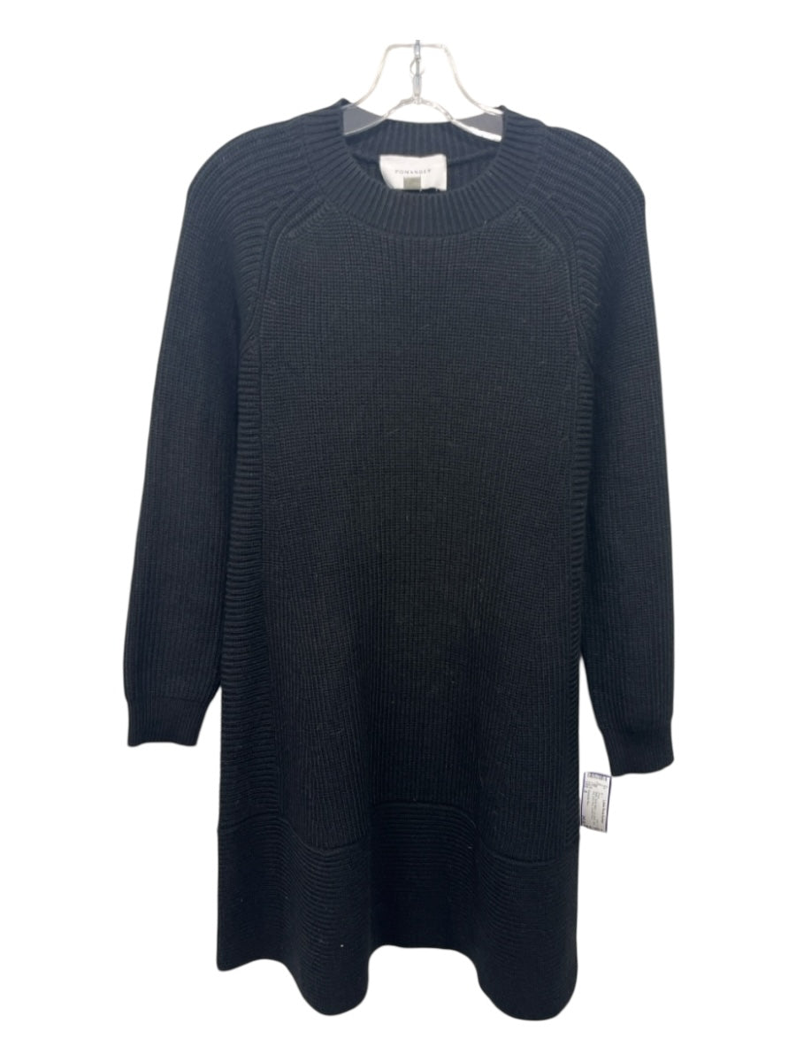 Pomander Place Size S Black Acrylic Blend Long Sleeve Cable Knit Crew Neck Dress