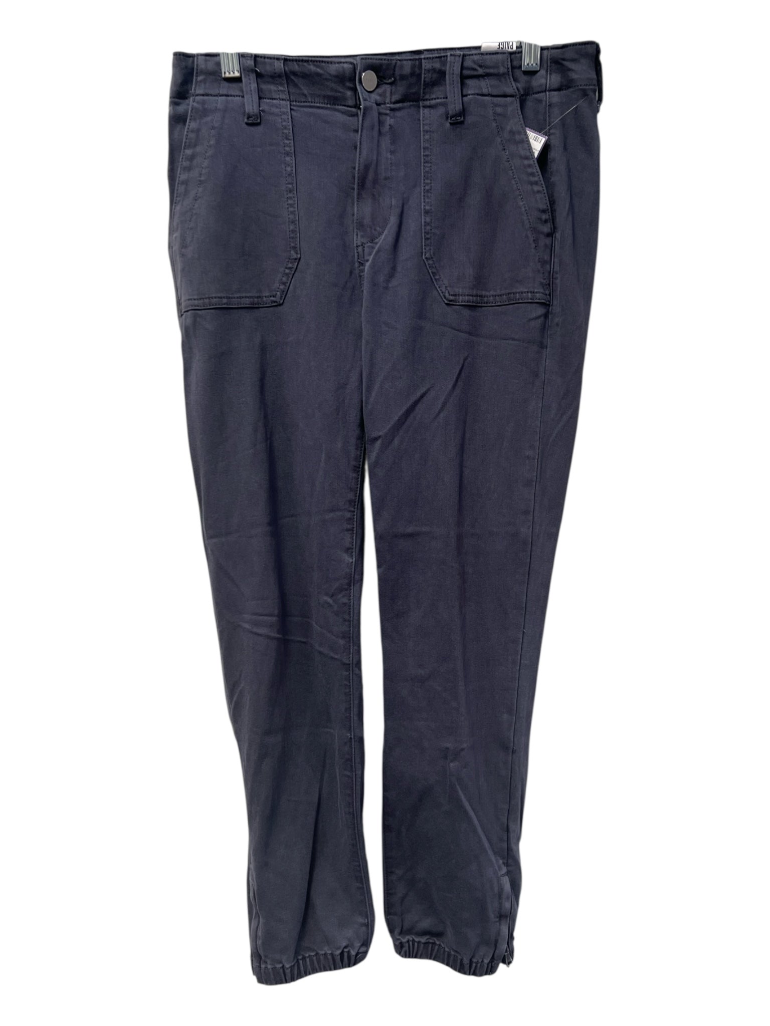 Paige Size 28 Gray Cotton & Rayon Zipper & Button Front Belt Loops Jogger Pants