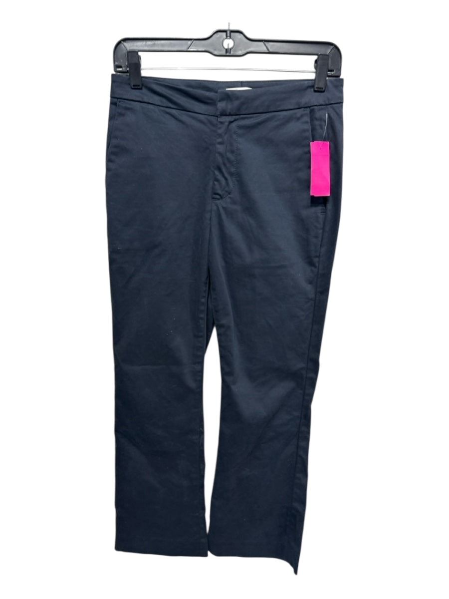 Ann Mashburn Size 0 Navy Cotton Blend Zip & Hook Closure Pockets Straight Pants