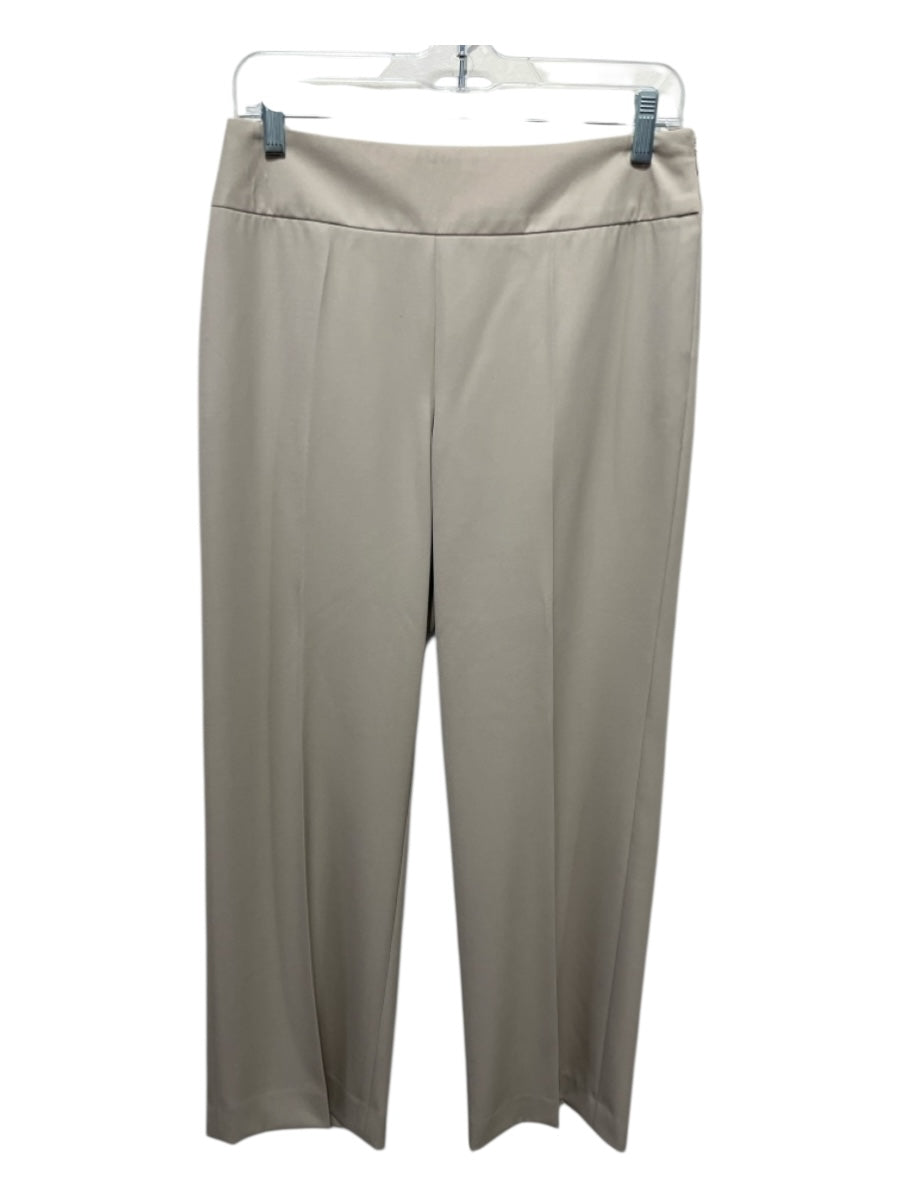 Akris Size 6 Beige Wool Side Zip High Rise Wide Waist Band Wide Leg Pants