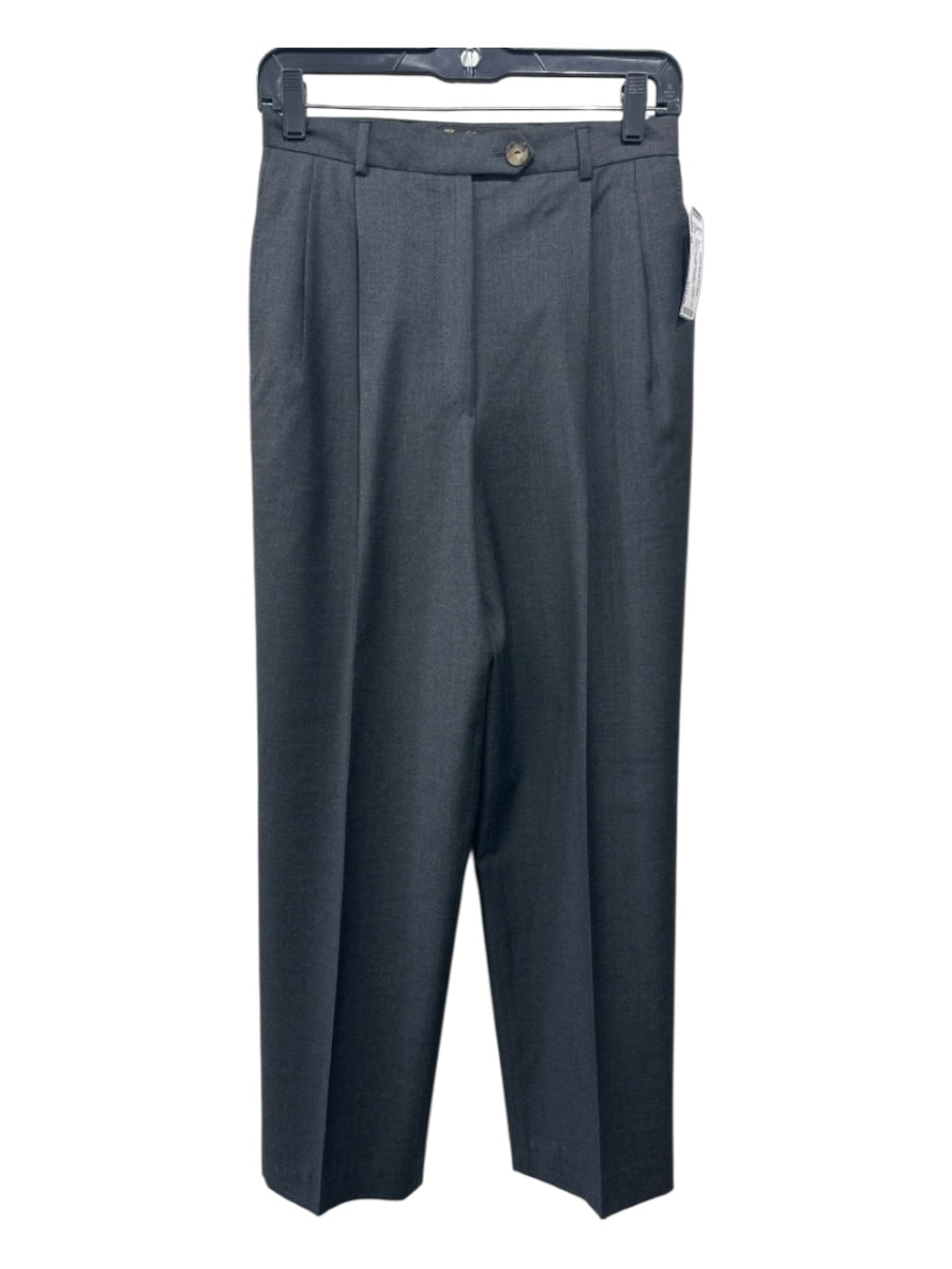 Loro Piana Size 42 Gray Wool High Rise Zip & Button Pleated Straight Pants