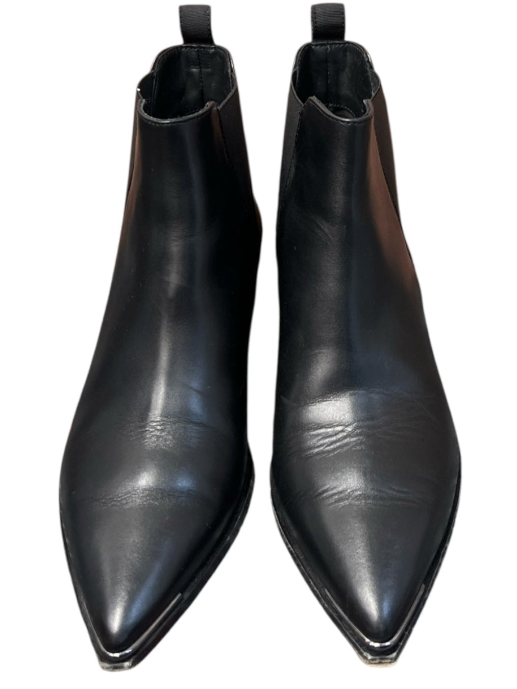 Acne Studio Shoe Size 7 Black Leather Pointed Toe Stretch Panels Booties