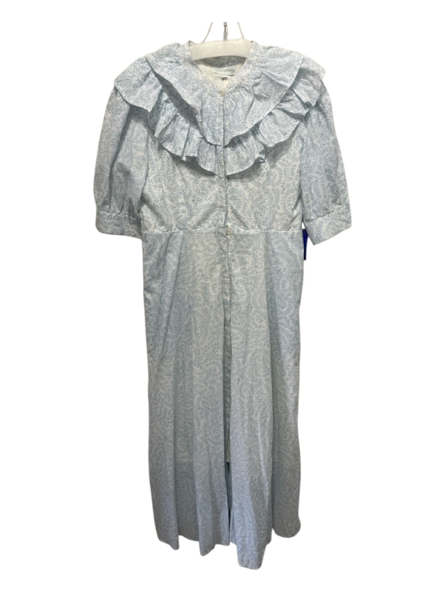 India Amory Size M Light blue & white Cotton Ruffle Detail Half Sleeve Dress