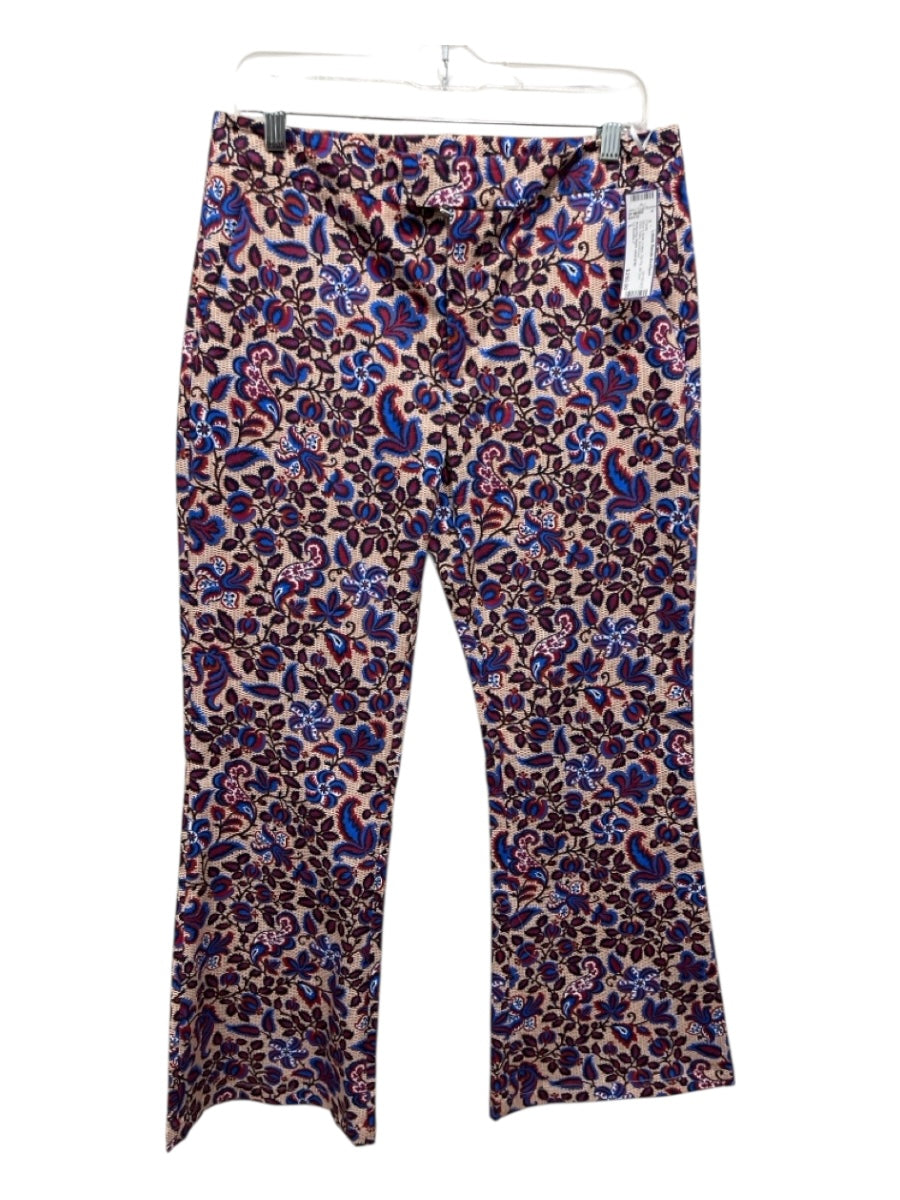 La Double J Size L Blue & Multi Cotton Zip Fly All Over Print Flare Pants