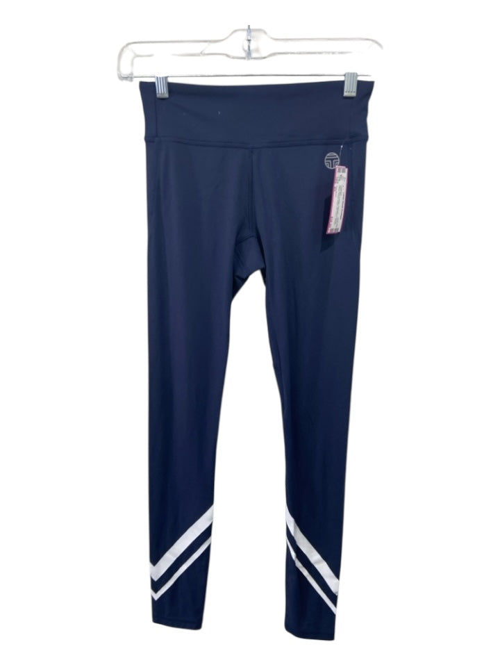 Tory Sport Size XS Navy Blue & White Polyester Chevron Stripe Zip Pouch Leggings