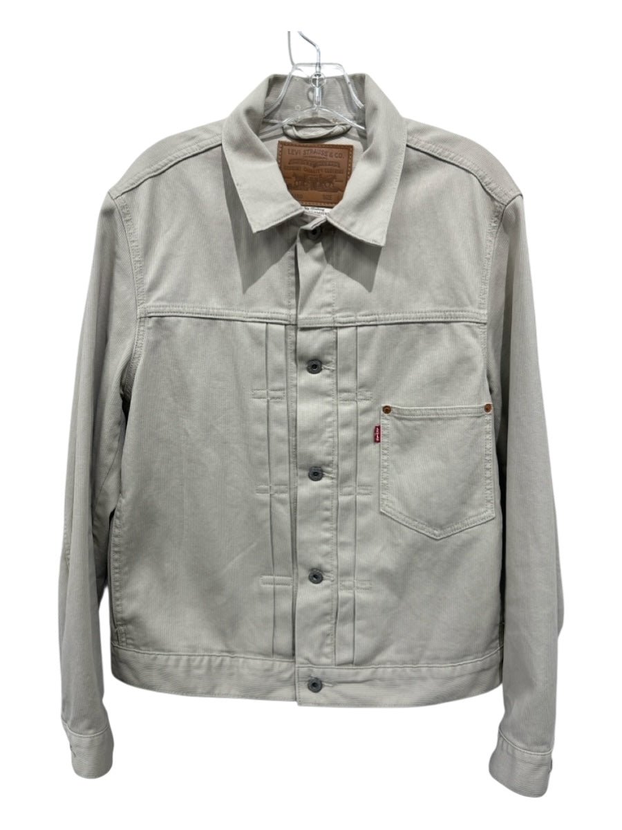 Levis Size S Beige Cotton Blend Solid Trucker Tab Detail Men's Jacket