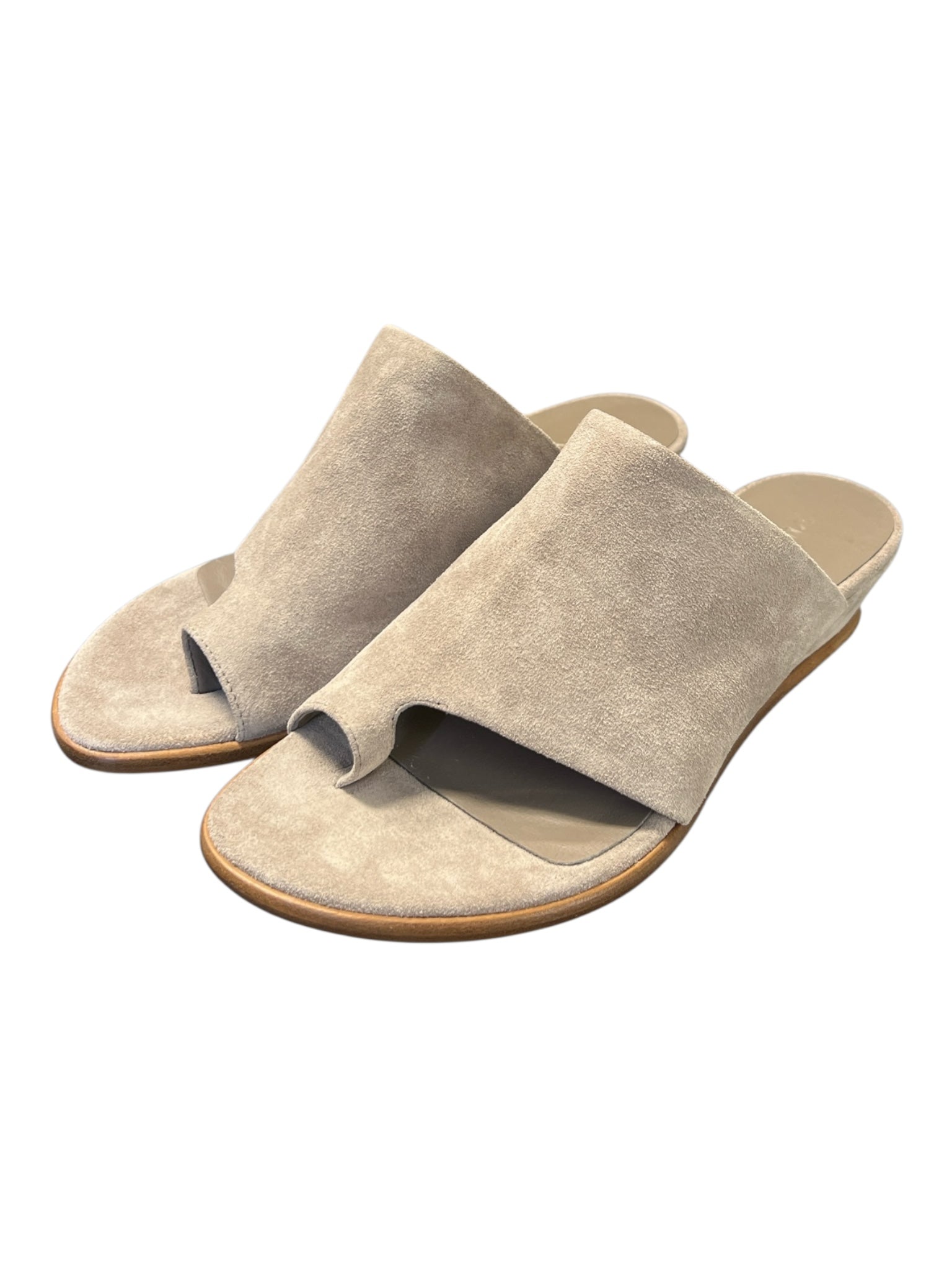 Vince Shoe Size 36.5 Grey Suede open toe Mule 1 inch heel Sandal Sandals