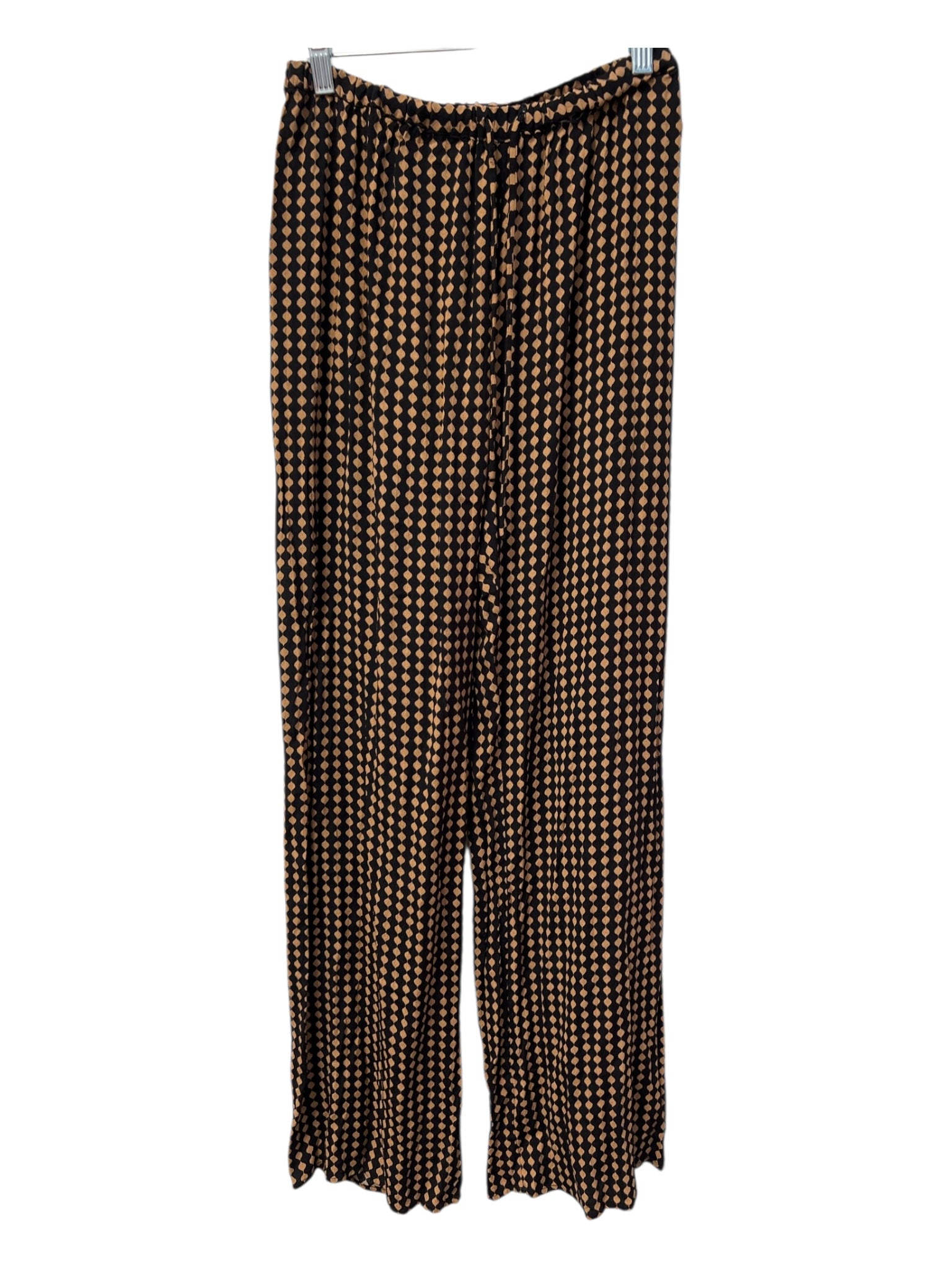 Dissh Size 4 Black & Tan Viscose Elastic Drawstring Waist Diamonds Pants
