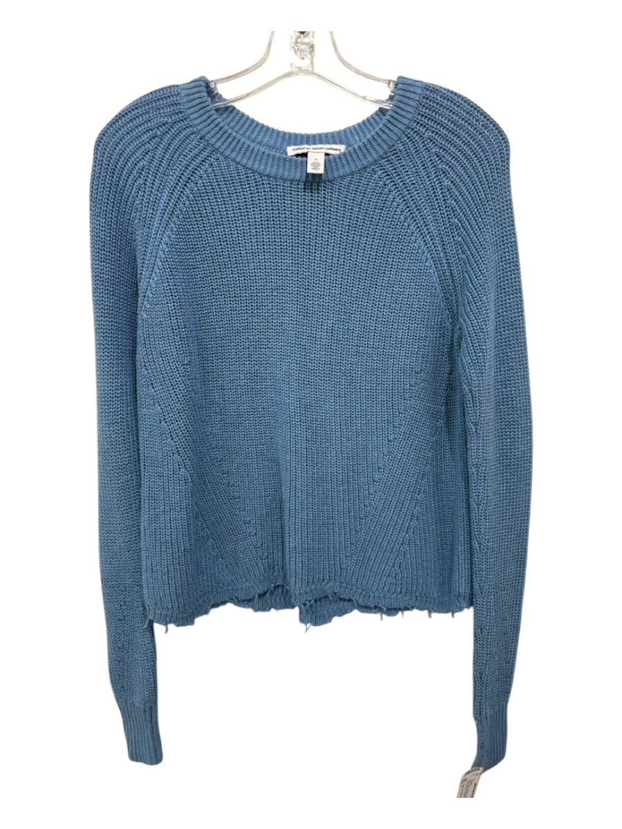 Cotton by Autumn Cashmere Size S Blue Cotton Ribbed Long Sleeve Sweater
