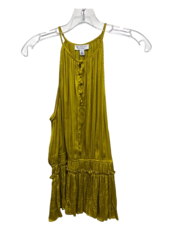 Current Air Size S Mustard Yellow Polyester Satin Sleeveless micro pleated Top