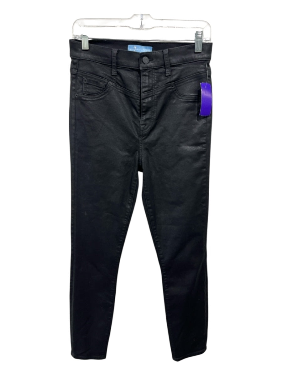 7 For All Mankind Size 28 Black Cotton Blend High Rise Waxed Skinny Jeans