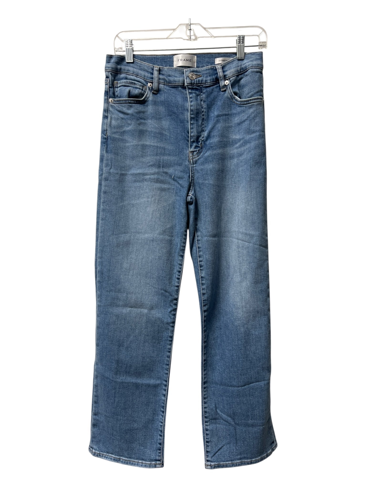 Frame Size 29 Medium Wash Cotton High Rise 5 Pocket Straight Leg Zip Fly Jeans