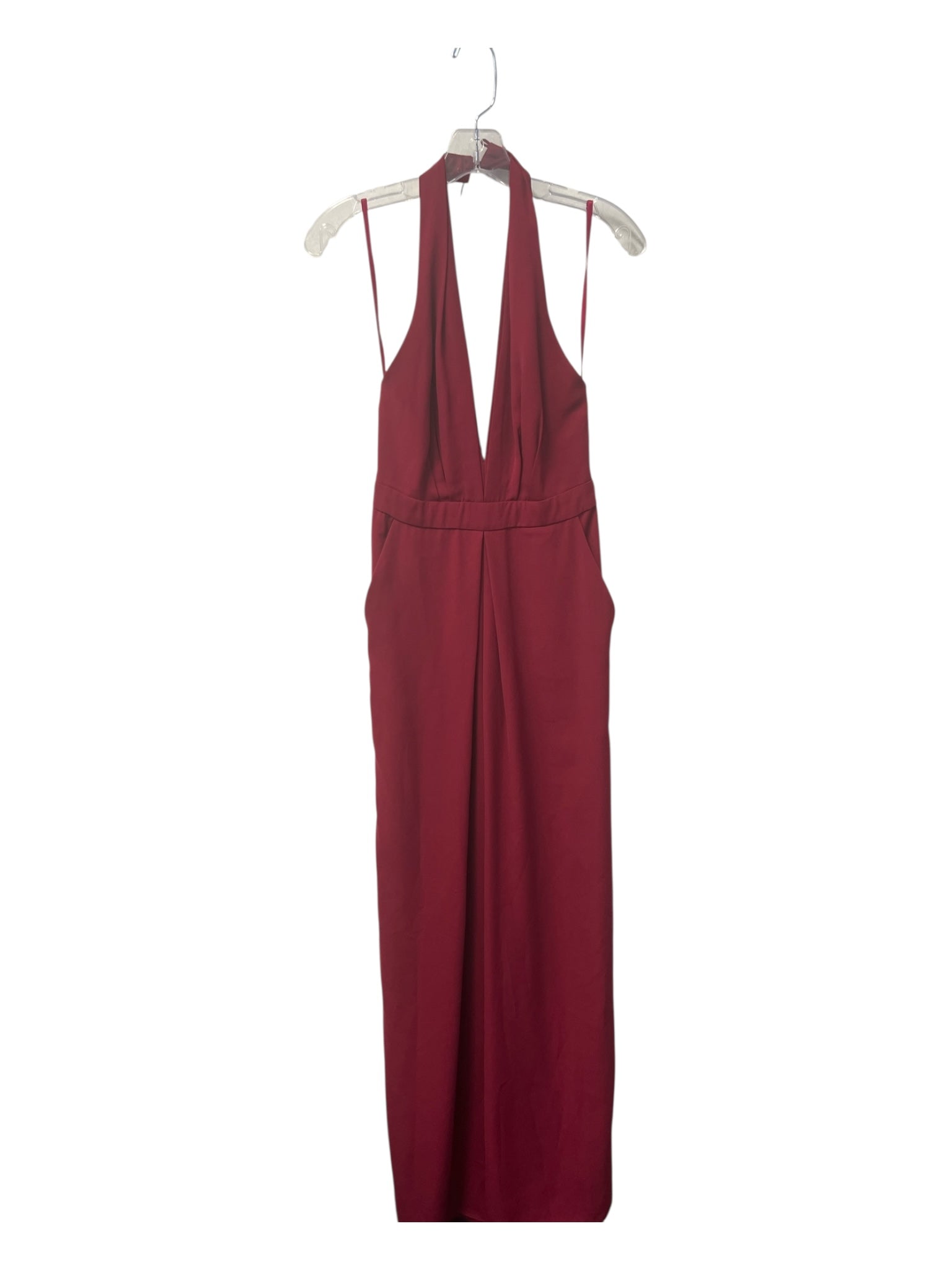 JILL Jill Stuart Size 0 Cranberry No Fabric Tag Halter Back Zip Jumpsuit