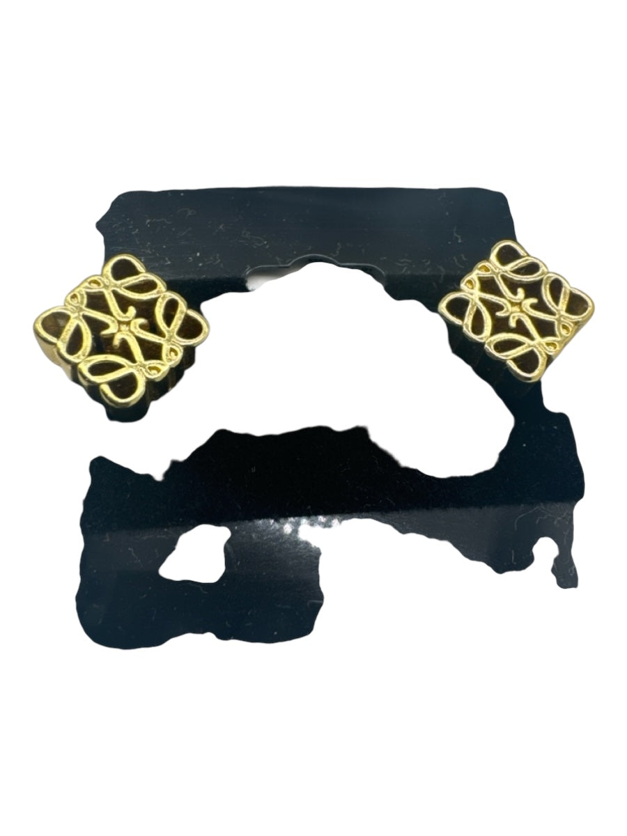 Loewe Gold Gold Plated Logo Post Back Stud Earrings