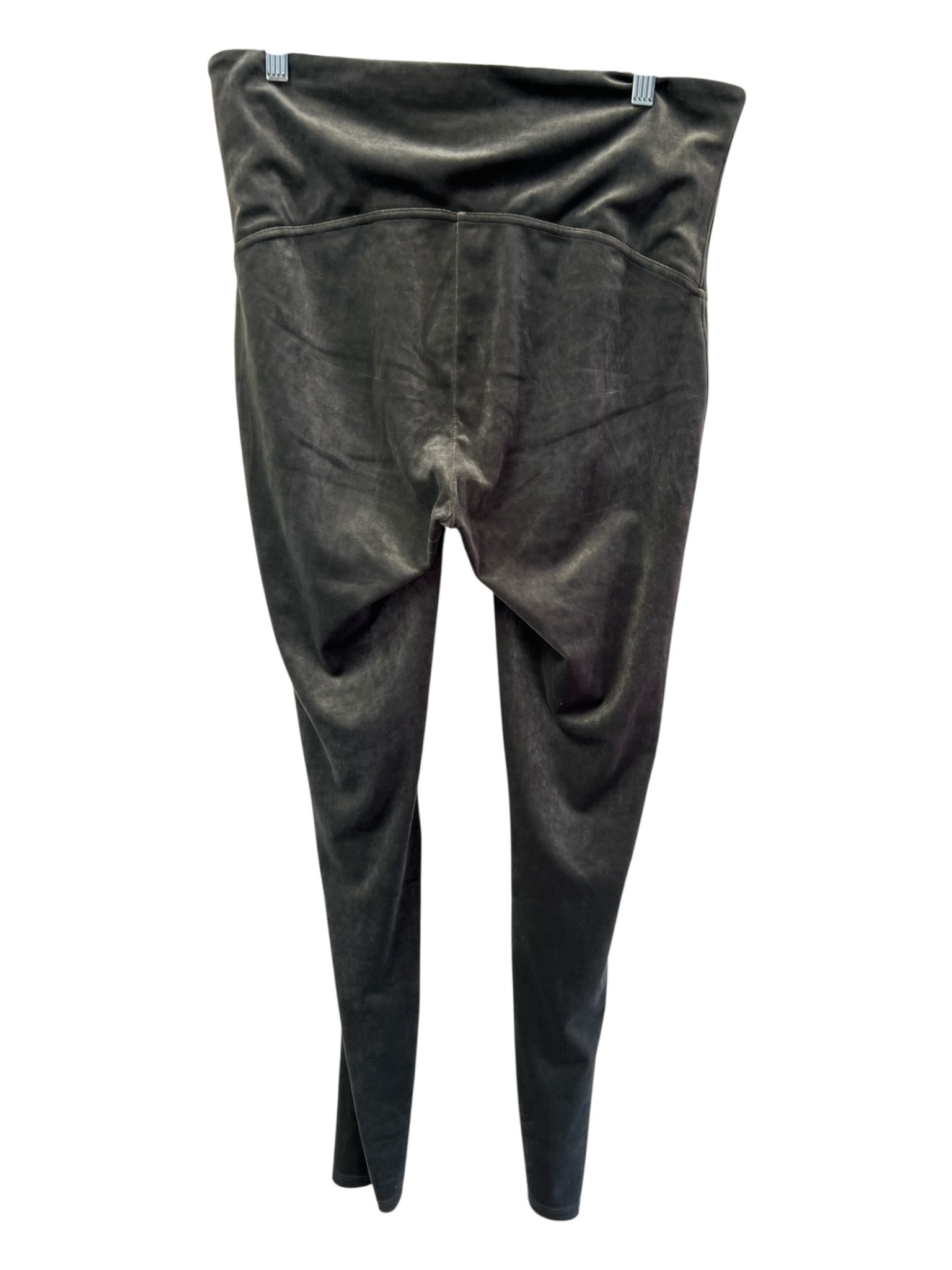 Spanx Size 1X Moss Green Polyester Blend Wide Waist Band Velour Legging Pants