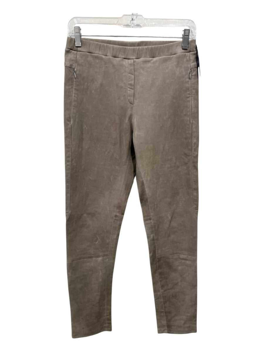 Humanoid Size Large Taupe Lamb leather High Rise Elastic Waist Side Zip Pants