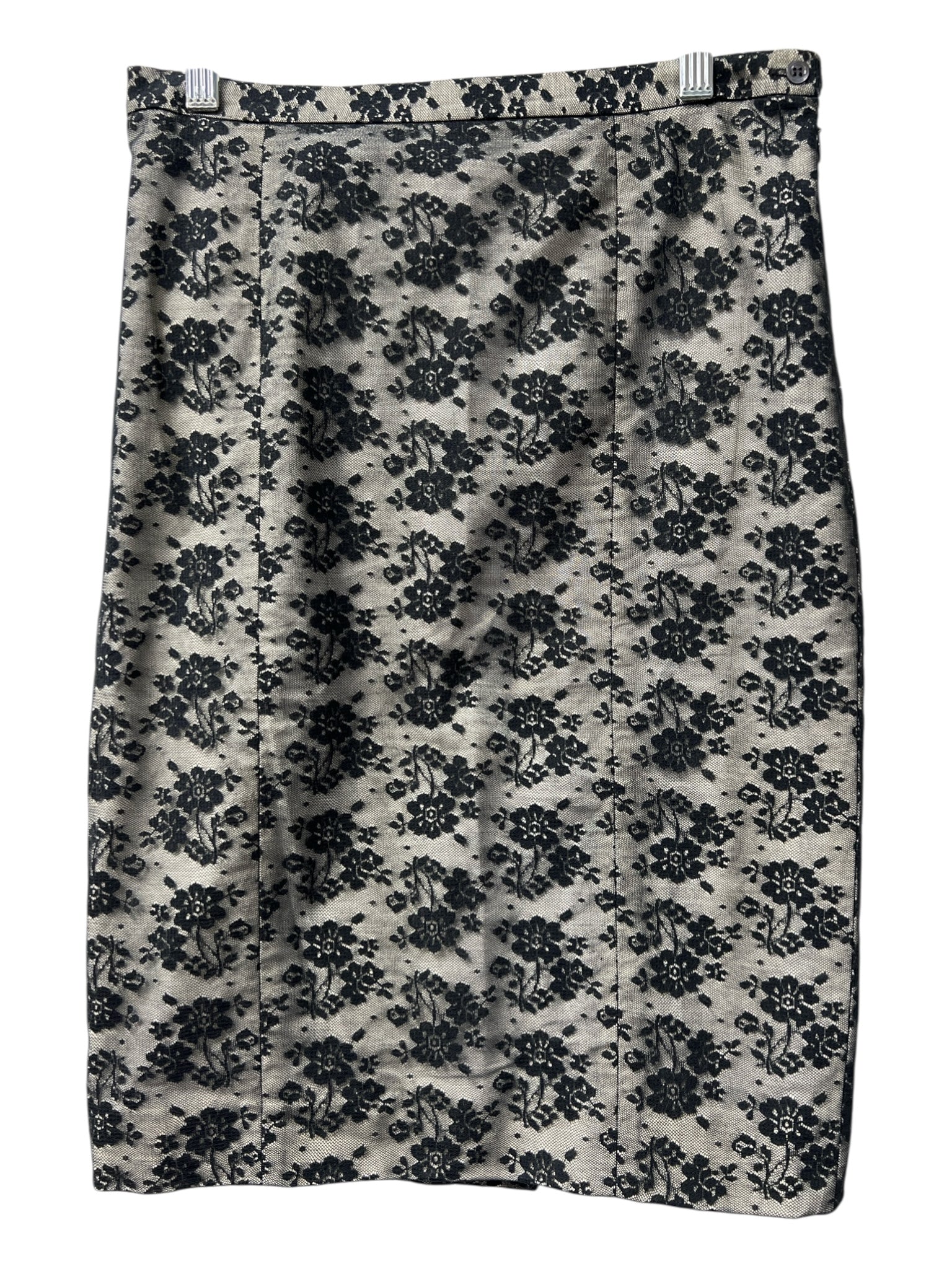 Moschino Cheap & Chic Size 6 Black & Cream Cotton Blend Lace Overlay Skirt