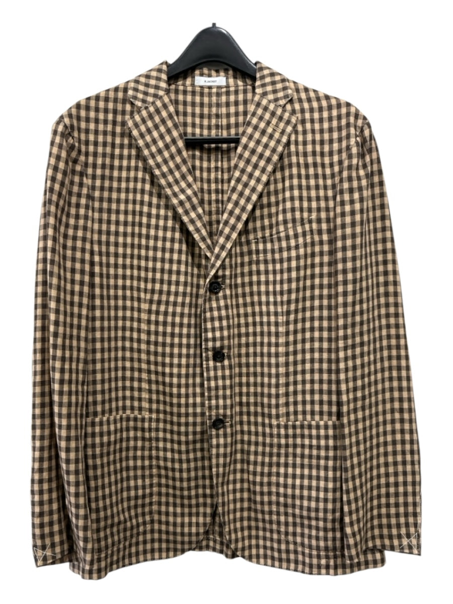 Boglioli NWT Brown & Tan Linen Plaid 3 button Men's Blazer