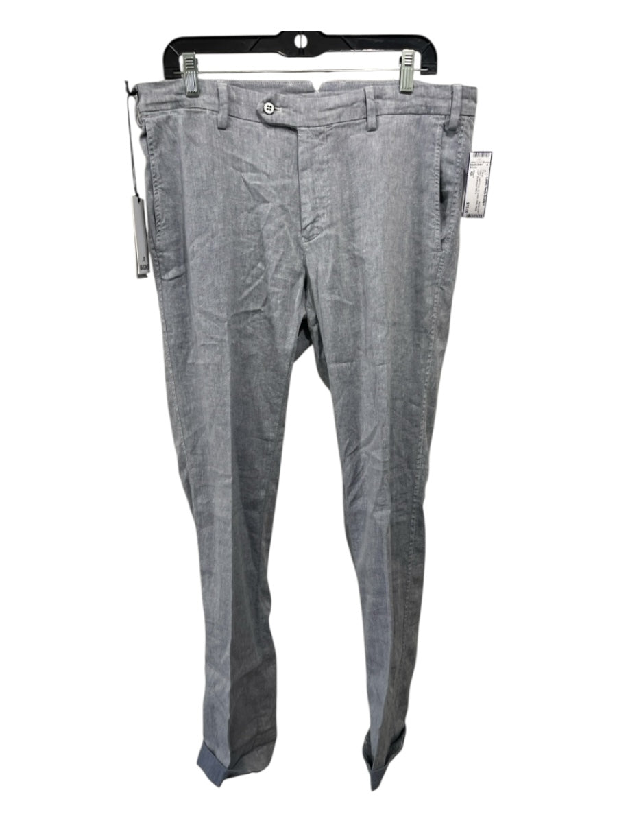 Mason NWT Size 50 Light Gray Linen Solid Khaki Cuff Men's Pants