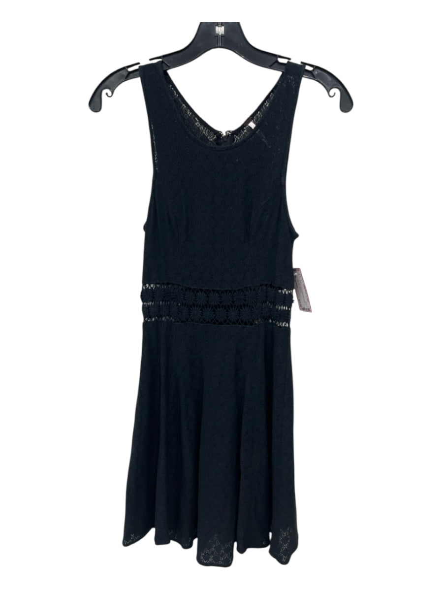 Free People Size 6 Navy Blue Sleeveless Floral Eyelet A Line Mini Dress