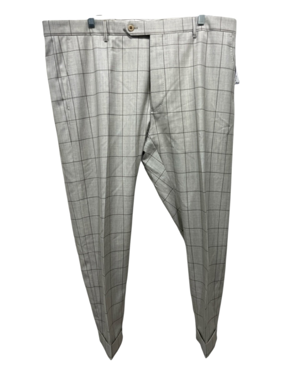 Zanella Size 40 Gray & Brown Rayon Plaid Zip Fly Men's Pants