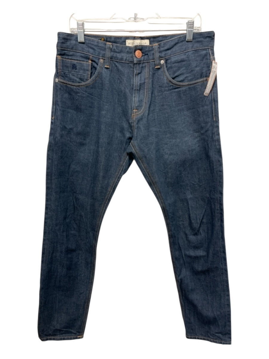 Scotch & Soda Size 32 Medium Light Wash Cotton Blend Solid Jean Men's Pants