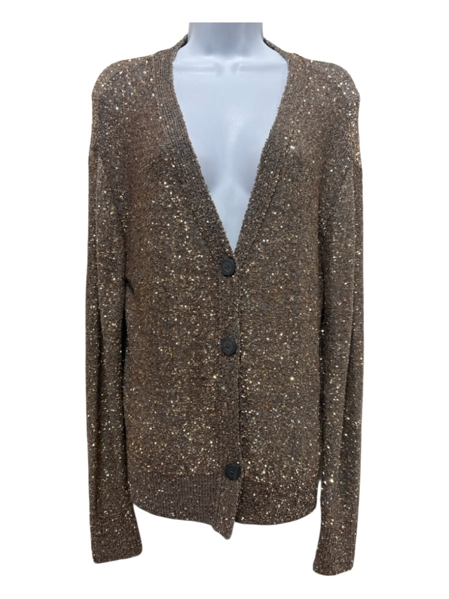 Stella McCartney Size 44 Gray & Gold Polyamide Blend Sequined Tie Back Cardigan