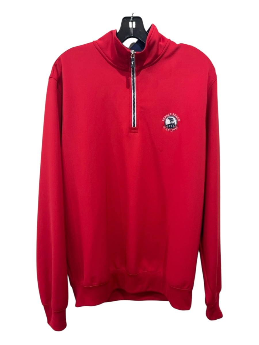 F&G Tech Size L Red Polyester Solid Quarter Zip Men's Jacket