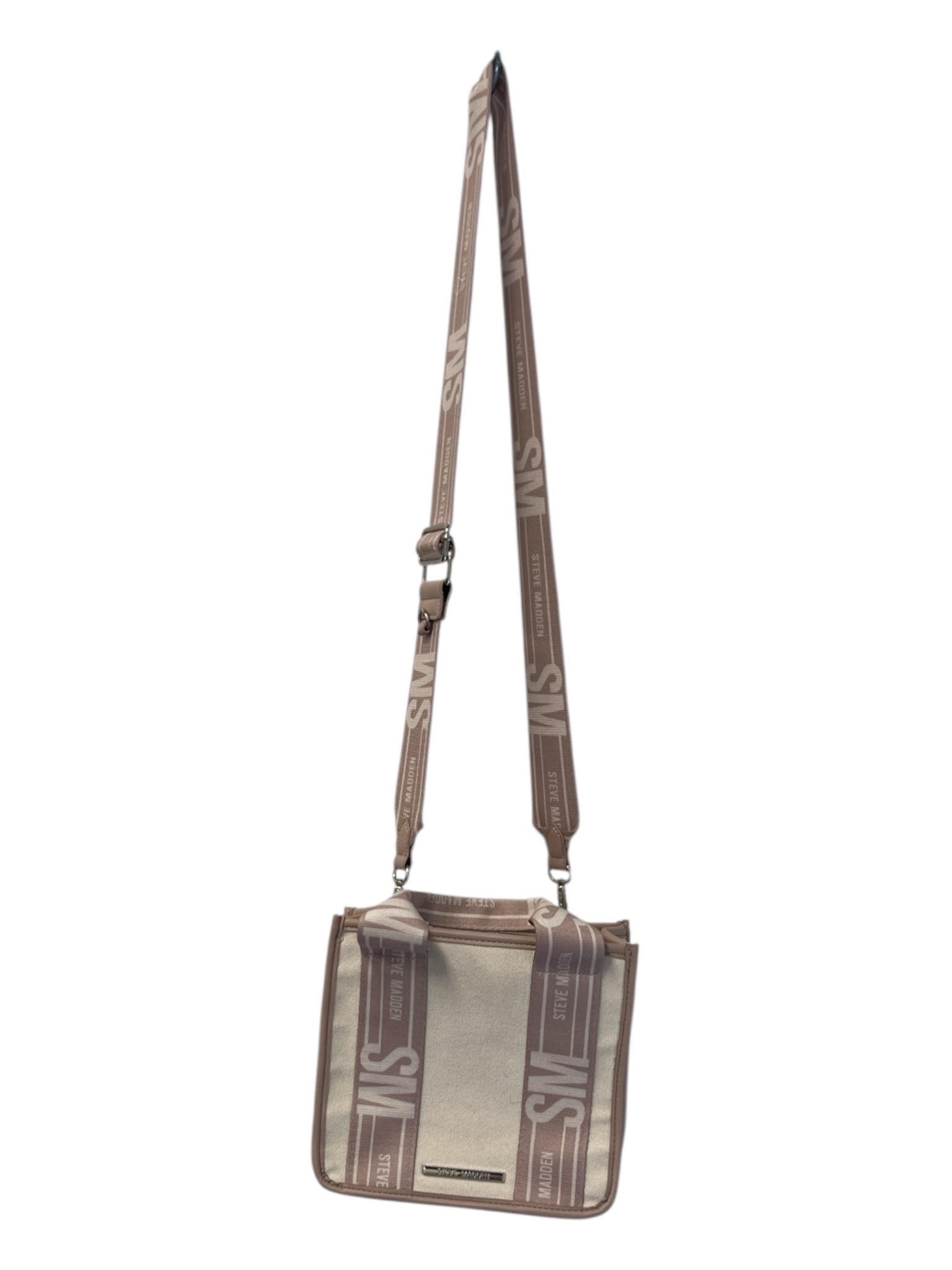 Steve Madden nude Canvas Cross Body Top Handle Tote Logo Bag