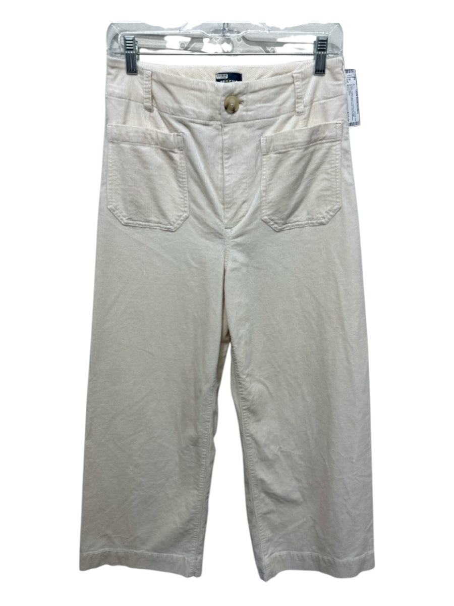 Maeve Size 29 Cream Cotton Blend Corduroy High Rise Patch Pocket Wide Leg Pants