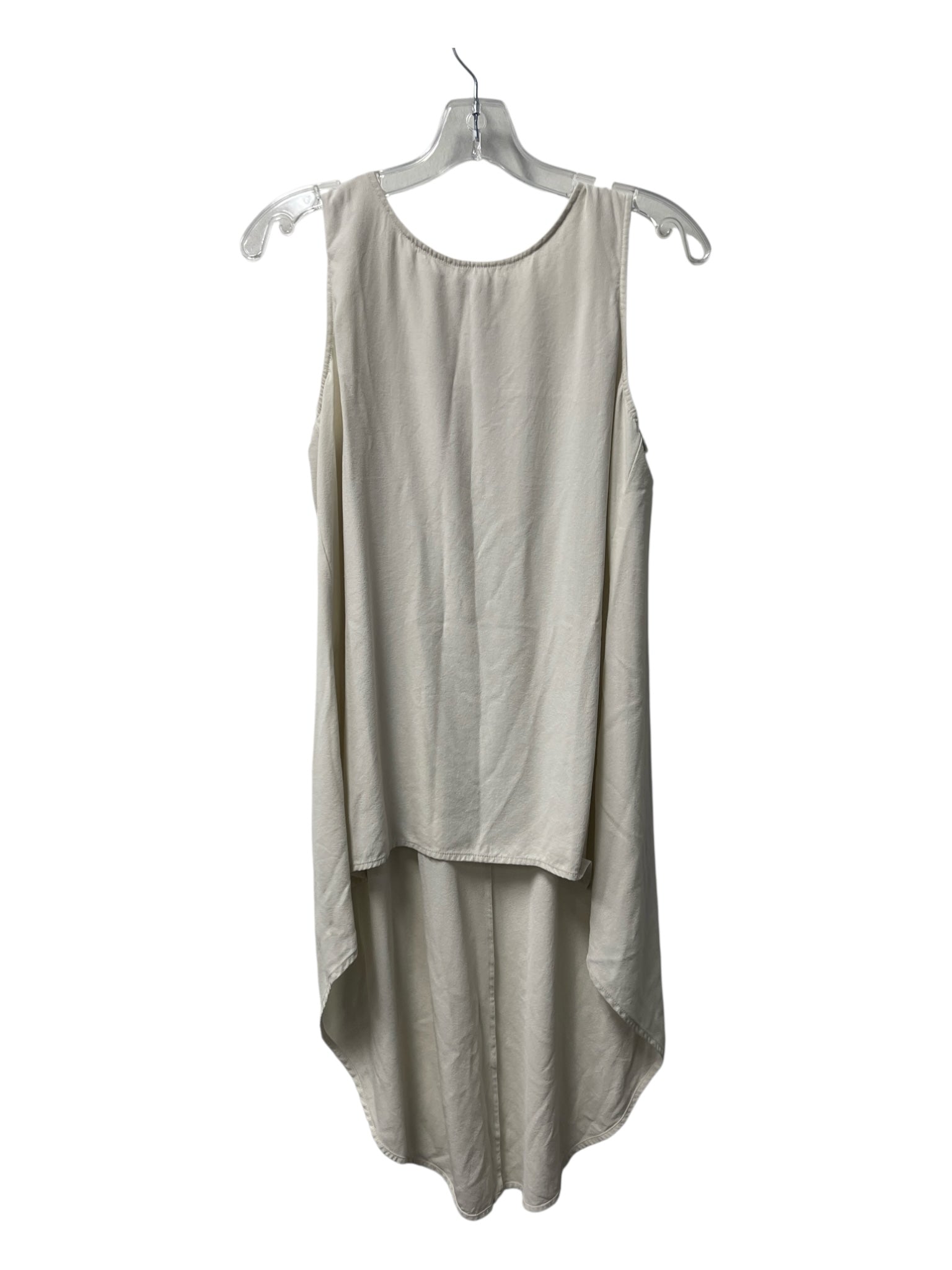 Eileen Fisher Size Est M Beige Silk Sleeveless Boat Neck Hi Lo Top