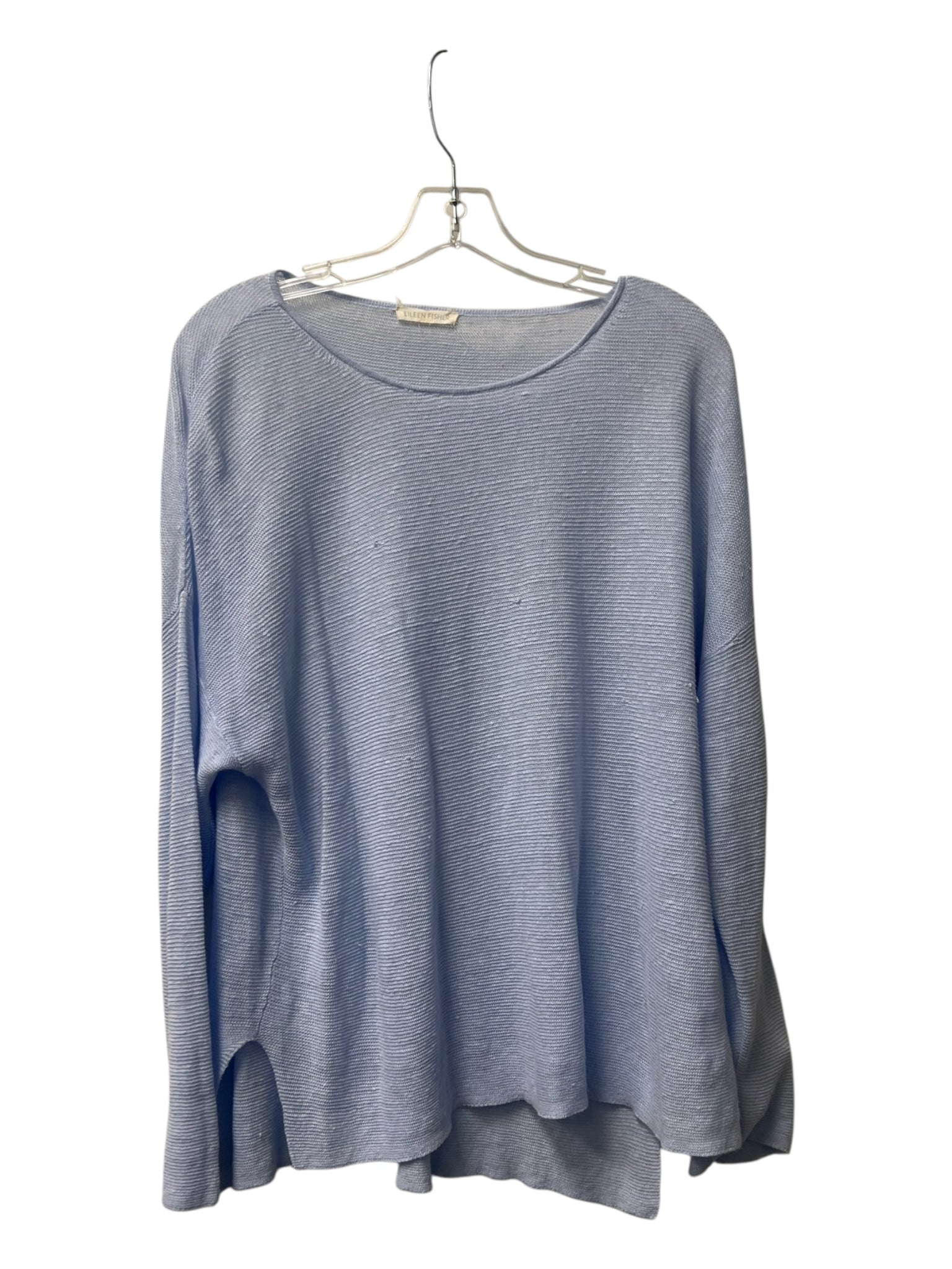 Eileen Fisher Size Est M Blue No Fabric Tag Knit Long Sleeve Semi Sheer Top