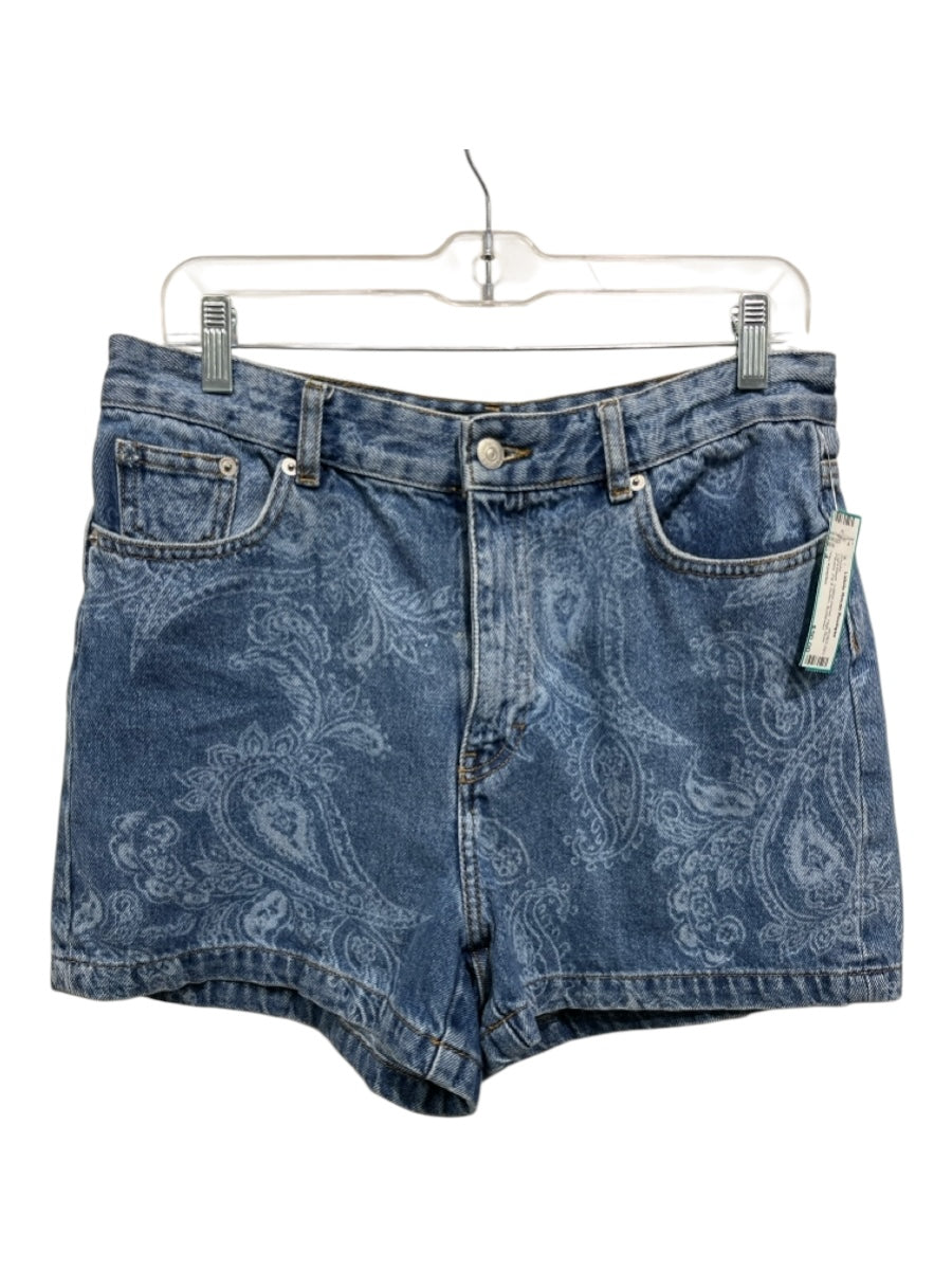 The Kooples Size 4 Light Wash Cotton Denim High Rise Paisley Zip & Button Shorts